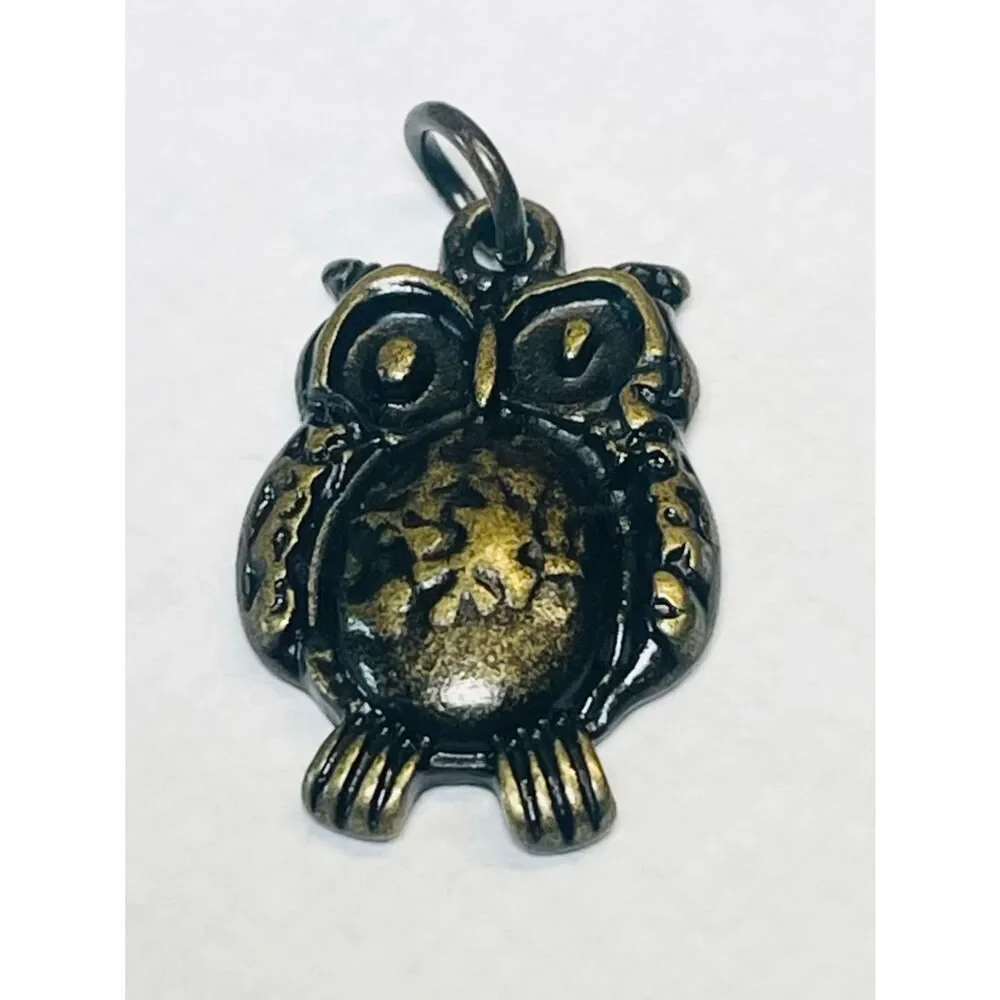 Small Metal Owl Pendant - Brass Colored